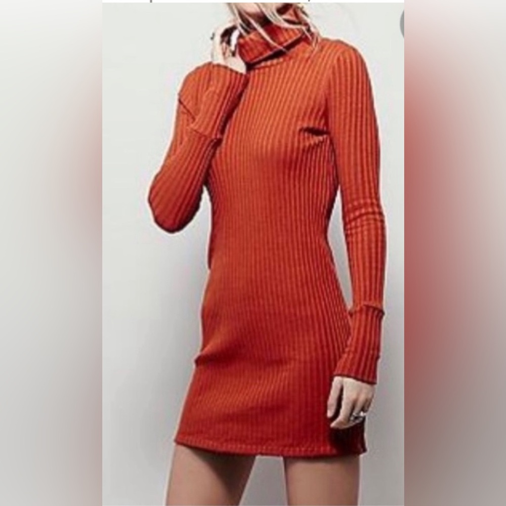 FREE PEOPLE beach bonfire ribbed turtleneck dress